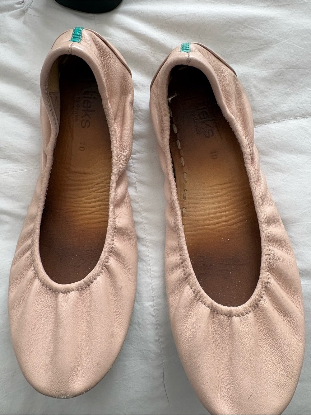 Tieks Ballet Flats in Blush Pink with Teal Tab